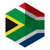 South Africa Flag Hexagon Flat Icon Button