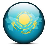 Map on flag button Kazakhstan