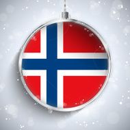 Merry Christmas Silver Ball with Flag Norway N2