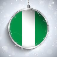 Merry Christmas Silver Ball with Flag Nigeria N2