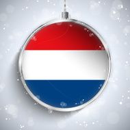 Merry Christmas Silver Ball with Flag Netherlands N2