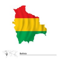 Map of Bolivia with flag