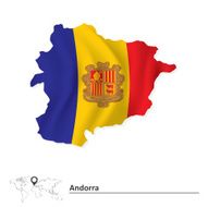 Map of Andorra with flag