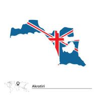 Map of Akrotiri with flag