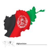 Map of Afghanistan with flag