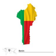 Map of Benin with flag