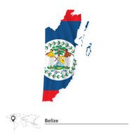 Map of Belize with flag