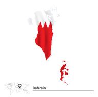 Map of Bahrain with flag