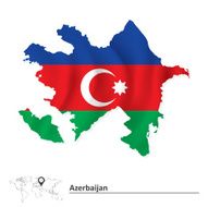 Map of Azerbaijan with flag