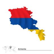 Map of Armenia with flag