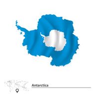 Map of Antarctica with flag