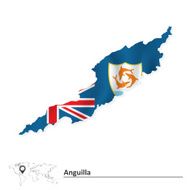Map of Anguilla with flag