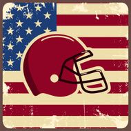 American football label with helmet and flag Vector