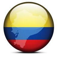 Map on flag button of Republic Ecuador