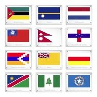 The Official National Flags on Metal Texture Plates