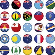 Set of Australian Oceania Round Flag Icons