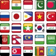 Asia Flags Square Icons