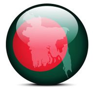 Map on flag button of People&#039;s Republic Bangladesh