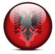 Map on flag button of Republic Albania