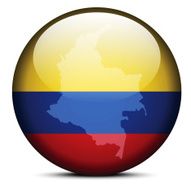 Map on flag button of Republic Colombia