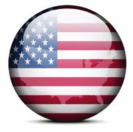 Map on flag button of United States America