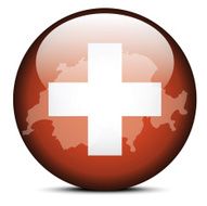 Map on flag button of Switzerland Swiss Confederation