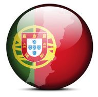 Map on flag button of Portuguese Republic Portugal