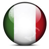 Map on flag button of Italian Republic Italy