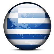 Map on flag button of Hellenic Republic Greece