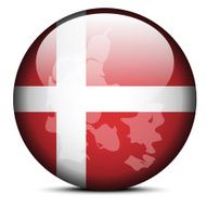 Map on flag button of Kingdom Denmark