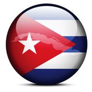 Map on flag button of Republic Cuba