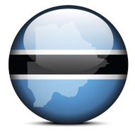 Map on flag button of Republic Botswana