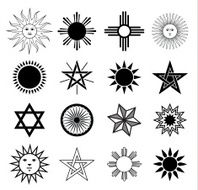Sun Coat of arms elements set vector illustration