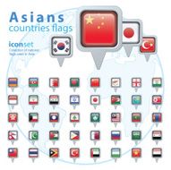 Set of Asian flags vector illustration N6