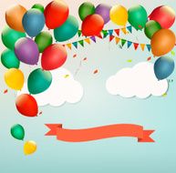 Retro holiday background with colorful balloons Vector