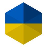 Ukraine Flag Hexagon Flat Icon Button