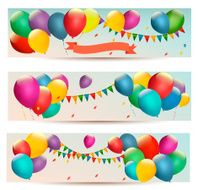 Holiday banners with colorful balloons Vector N3