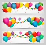 Holiday banners with colorful balloons Vector N4