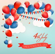 Retro american background with colorful balloons for 4th of July