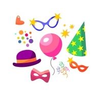 Illustration set colorful objects of carnival party birthday vector