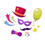 Illustration set colorful objects of carnival party birthday vector N2