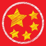 Chinese national flag scrible square button
