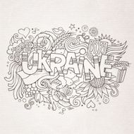 Ukraine hand lettering and doodles elements