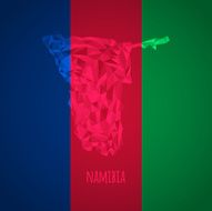 Low Poly Namibia with National Colors