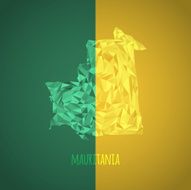 Low Poly Mauritania with National Colors