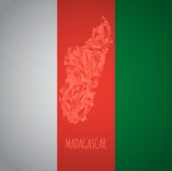 Low Poly Madagascar with National Colors