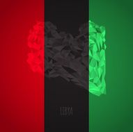 Low Poly Libya with National Colors