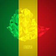 Low Poly Ethiopia with National Colors