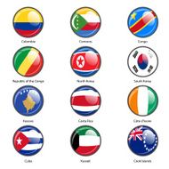 Set circle icon Flags of world sovereign states N8