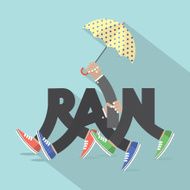 Rain With Legs And Umbrella Typography Design